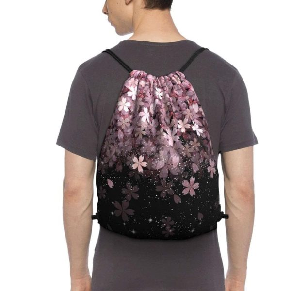 Cherry Blossom Drawstring Bag- Sackpack Daypack Lightweight Wholesale - Image 4