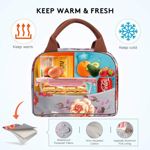 Flower Pattern Cooler Bag- Shoulder Strap Durable Waterproof Picnic Box - Image 3