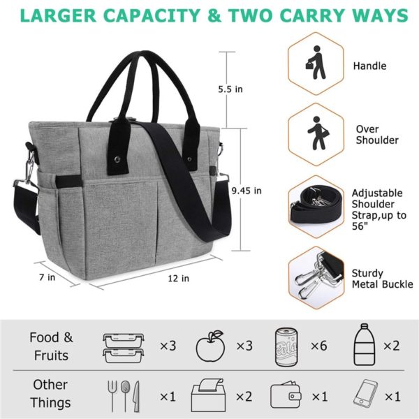 Gray Lunch Bag- Extra Large Size Customized - Image 4