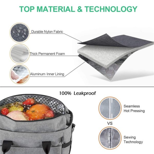 Gray Lunch Bag- Extra Large Size Customized - Image 2