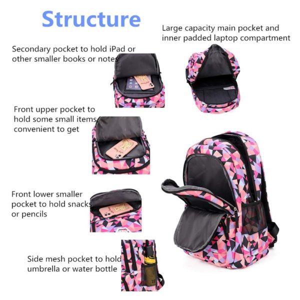 Geometric Prints Girls Boys Kids Backpack Wholesale - Image 3