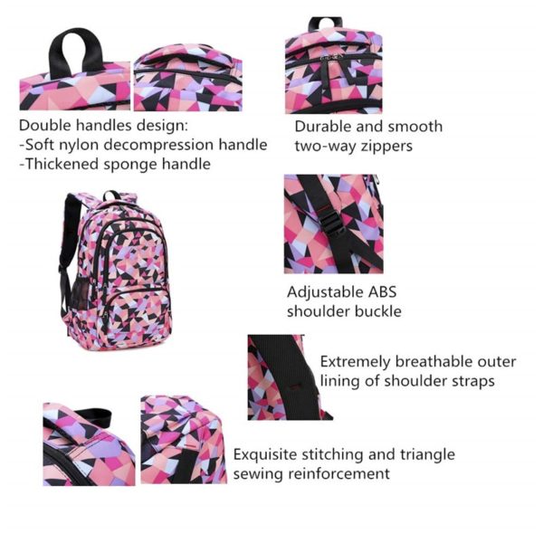 Geometric Prints Girls Boys Kids Backpack Wholesale - Image 2