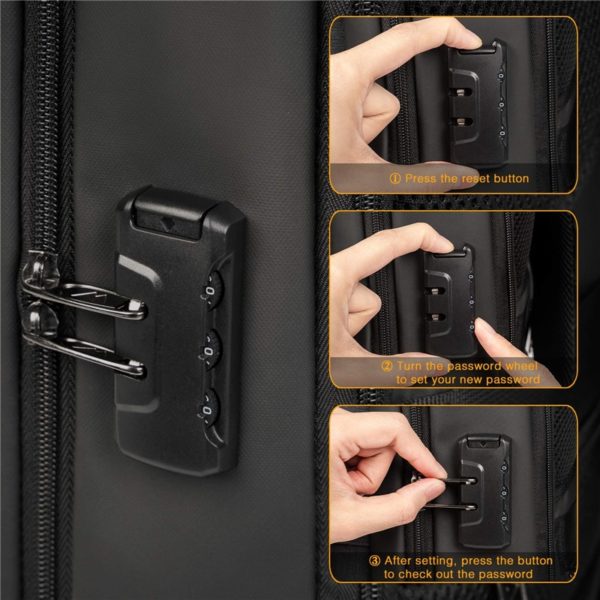 Black Laptop Backpack OEM Water Proof Material With USB Charging Port - Image 4