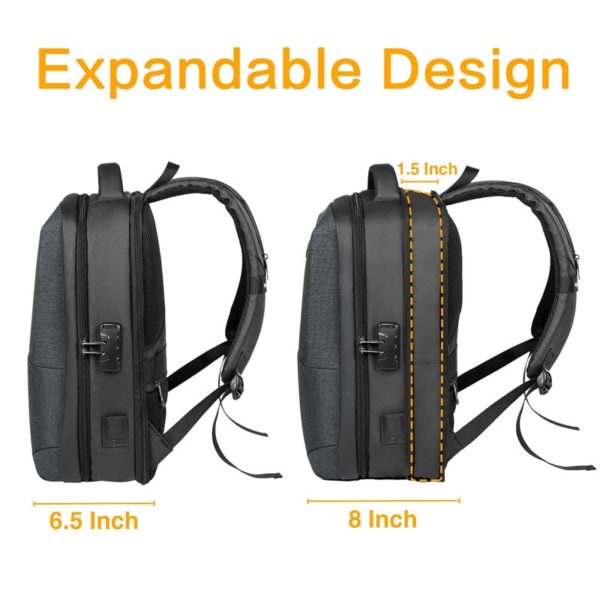 Black Laptop Backpack OEM Water Proof Material With USB Charging Port - Image 2