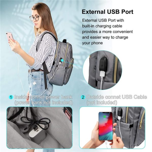 Quilted Stylish Purse Laptop Backpack Wholesale - Image 3