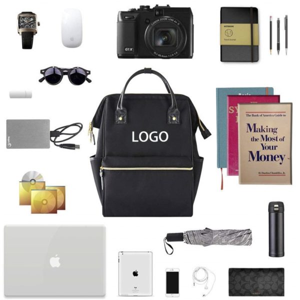 Retro Black Water-repellent Casual Laptop Backpack DIY - Image 3