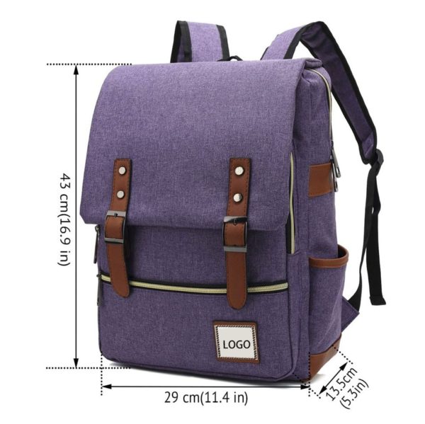 Rivet Leather Laptop Backpack in Bulk Purple - Image 2