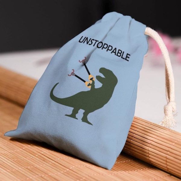 Reusable Canvas Drawstring Bag- Unstoppable Dinosaur Pattern OEM - Image 2