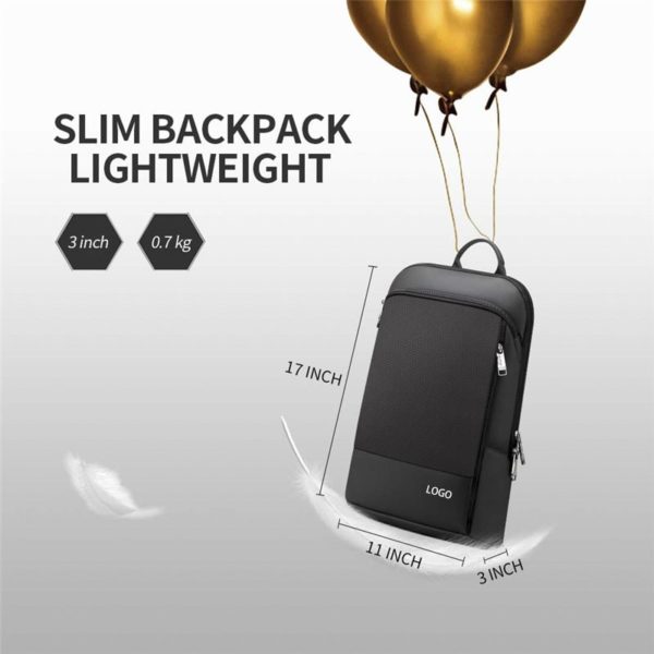 Black Slim Thin Laptop Backpack Lightweight in Bulk - Image 3