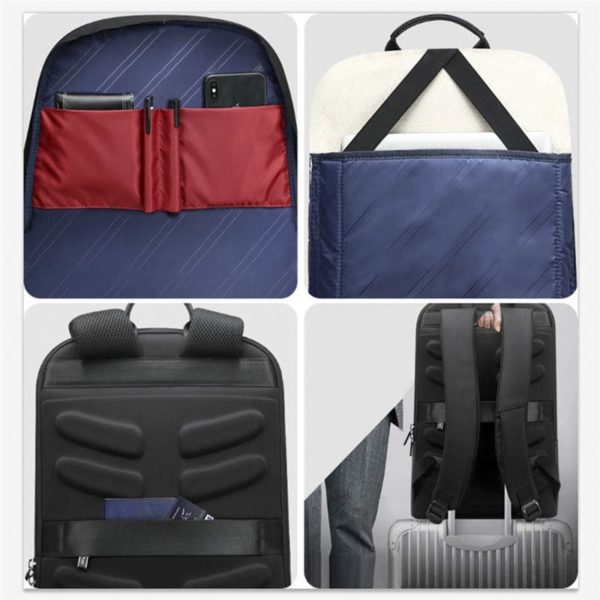 Black Slim Thin Laptop Backpack Lightweight in Bulk - Image 2