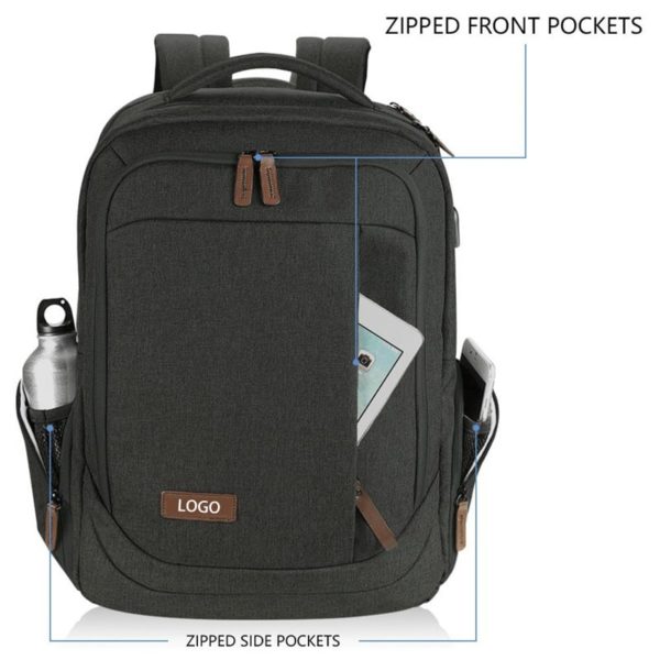 Classic Black Water-repellent DIY Laptop Backpack - Image 2