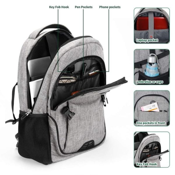 Backpack with Anti Theft Lock- Multiple Compartments Luggage Strap - Image 4