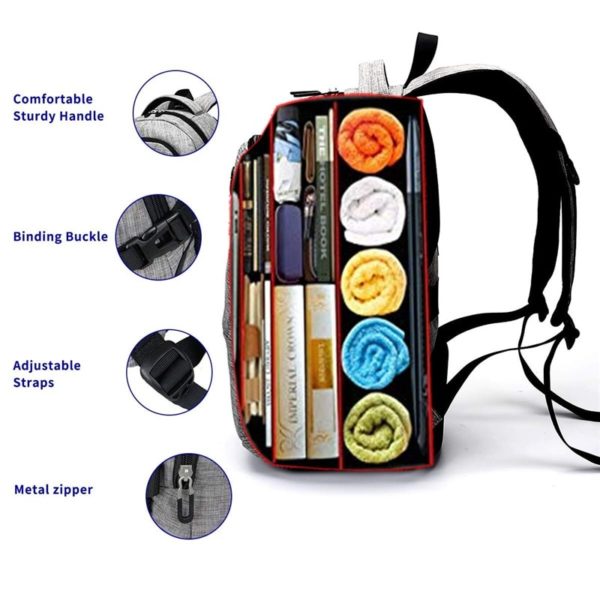 Backpack with Anti Theft Lock- Multiple Compartments Luggage Strap - Image 3