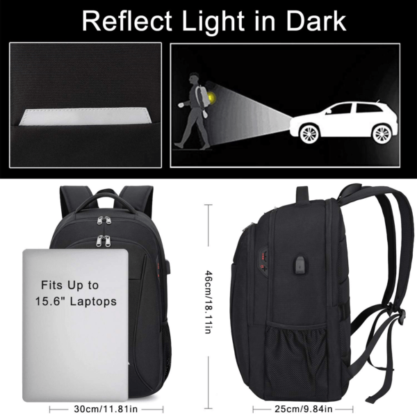 Backpack with Reflective Straps- Water Resistant Double Zippers Wholesale - Image 3