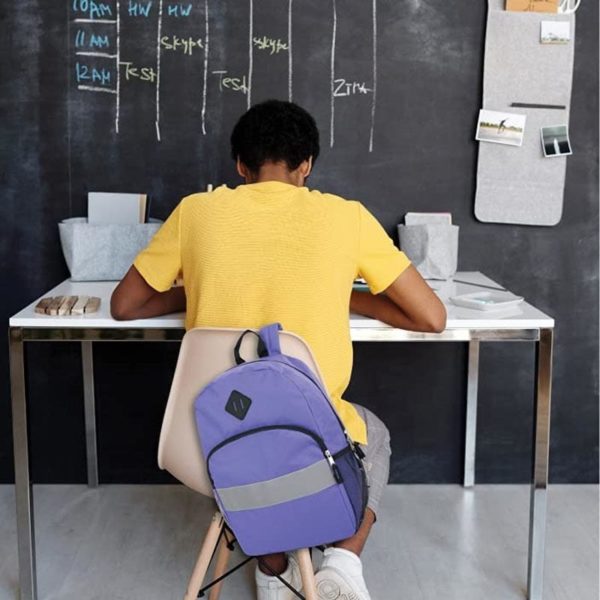 College Students Backpack- Purple Customized Durable Straps - Image 2