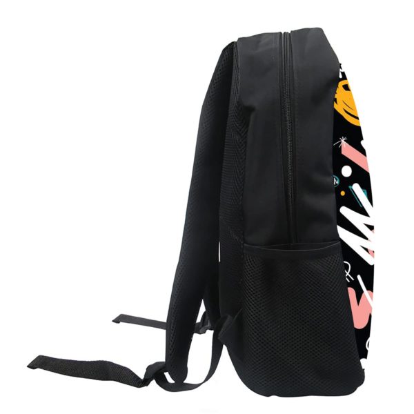Graffiti Pattern Backpack- Side Mesh Pockets - Image 4