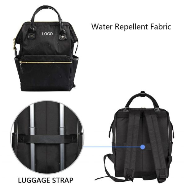 Retro Black Water-repellent Casual Laptop Backpack DIY - Image 4
