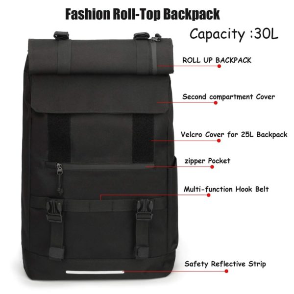 Large Size Vintage Roll Top Laptop Backpack Wholesale - Image 3