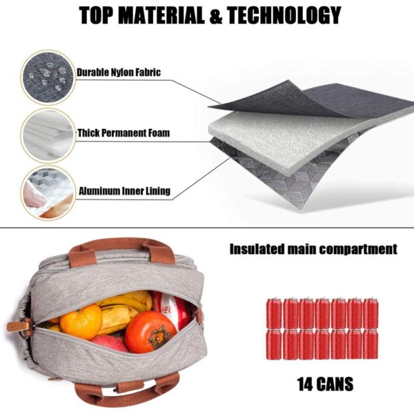 Lunch Bag with Front Pockets- Convertible Lunch Tote - Image 4