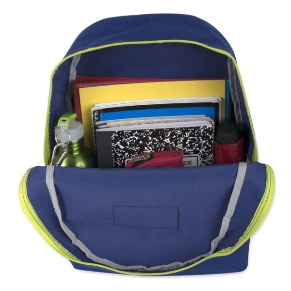 Casual Blue Backpack- Light Yellow Zippers and handle - Image 3