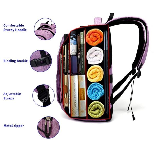 Purple Backpack- Customized Durable Multiple Inner Pockets - Image 3