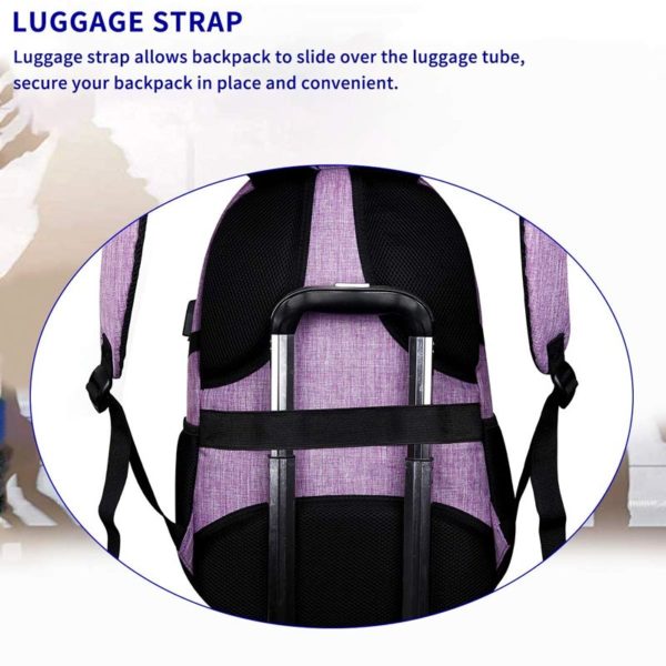 Purple Backpack- Customized Durable Multiple Inner Pockets - Image 2