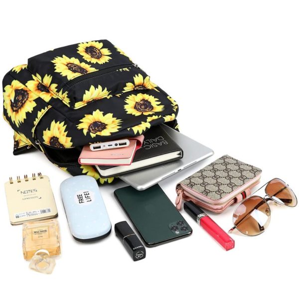 Sunflower Pattern Backpack- Medium Size For Women Wholesale - Image 4