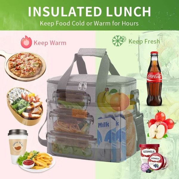 Customized Crossbody Cooler Bag- Gray Insulated Bag for Work - Image 4
