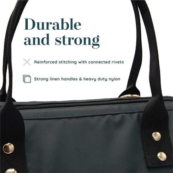 Retro Cooler Bag- Dark Green Tote Lunch Bag Wholesale - Image 3