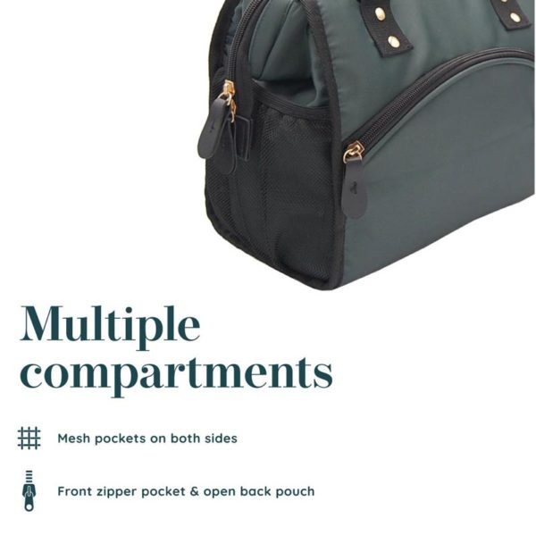 Retro Cooler Bag- Dark Green Tote Lunch Bag Wholesale - Image 2