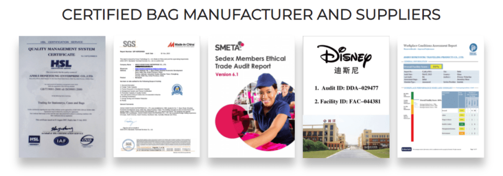 Certifications of Honeyoung bag