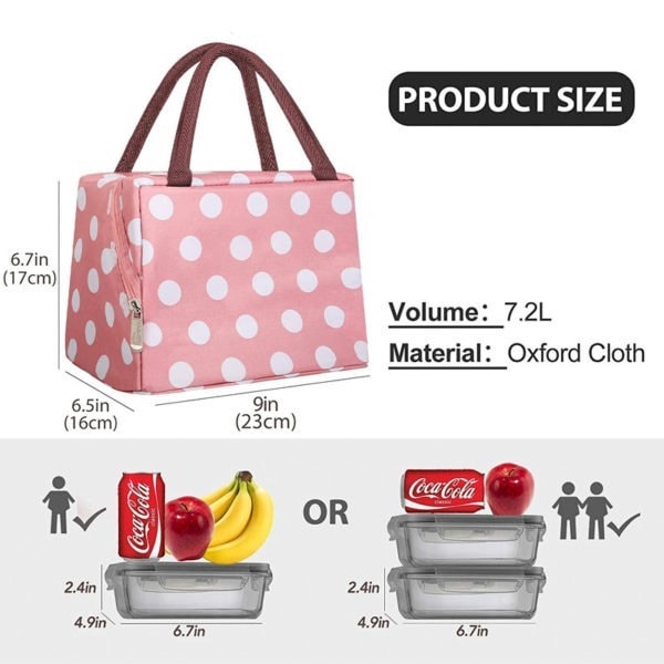 Polka Dot Cooler Bag- Lunch Container Water Proof Holder Customized - Image 2