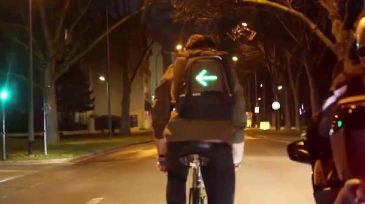 LED backpack at night