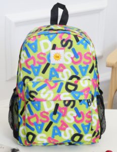 school bag with letters